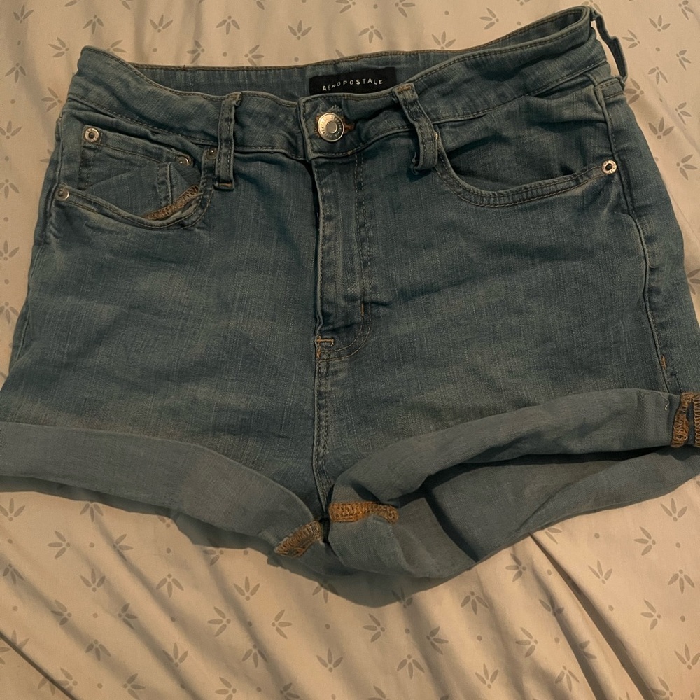Aeropostale Light Blue Rolled Hem Denim Shorts